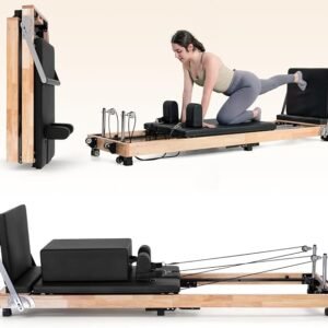 93'' Wooden Pilates Reformer Foldable Oak Wood Studio Grade Home Gym